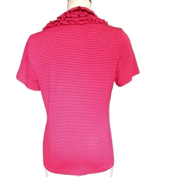 Soft Surroundings Striped Top Ruffle Blouse Sz M Pink 144H - Picture 5 of 8